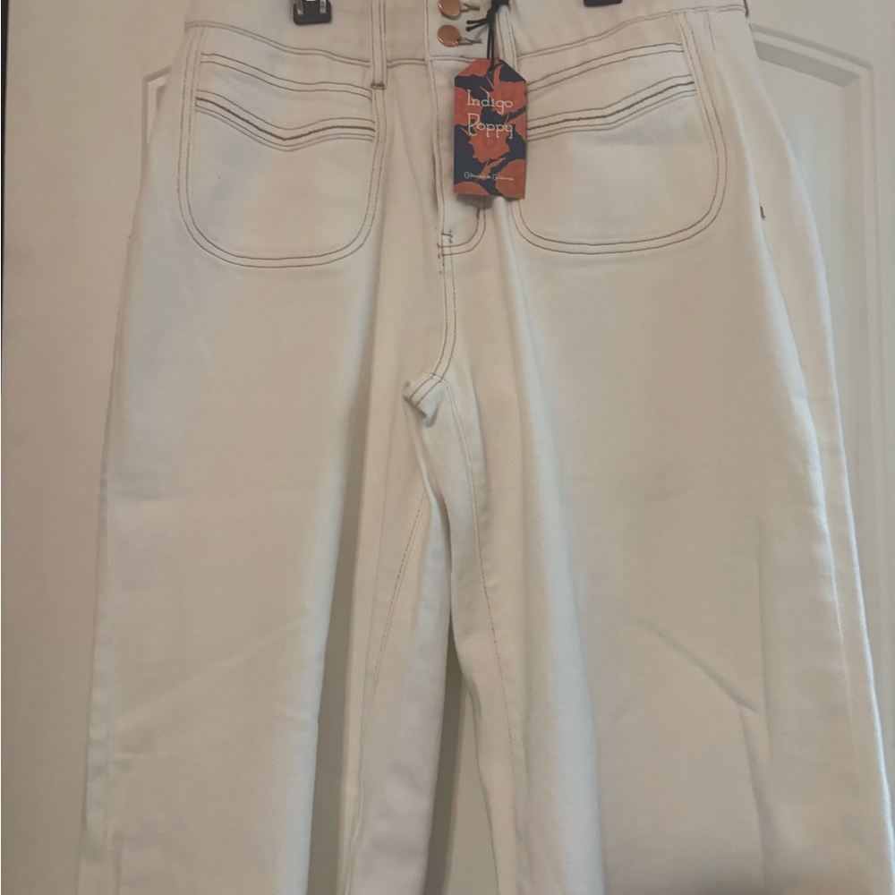 Indigo Poppy White Jeans